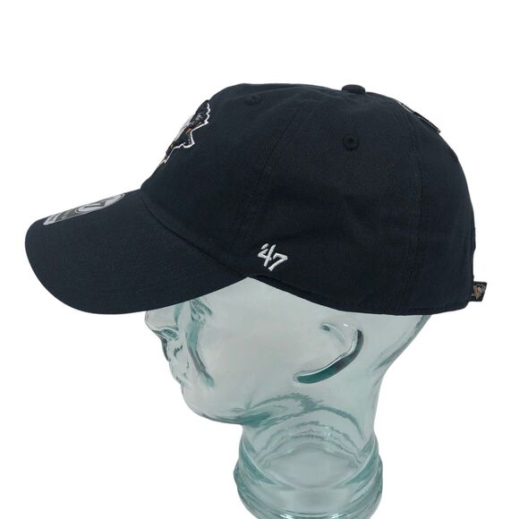 NEW Pittsburgh Penguins '47 Brand Clean Up Adjustable Hat Cap NHL Black One Size - Picture 3 of 9